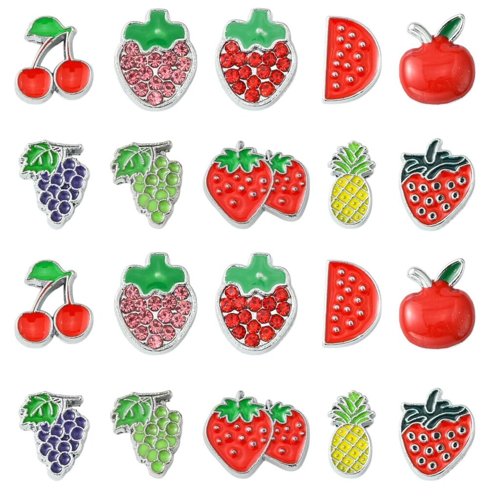6901 40 Pcs Fruit Charms Strawberry Cherry Charm for Jewelry Making Enamel